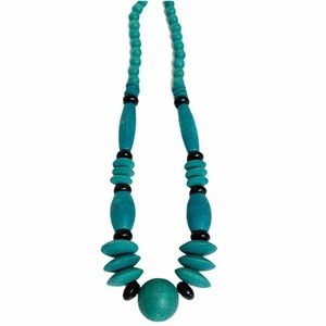 Wooden bead statement necklace